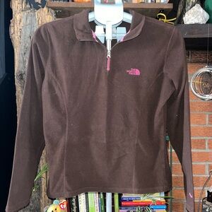 The North Face Chocolate Fleece with Pink Accents